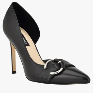 Nine West Women's Finite Leather Pump High Heels, Black Size 6 Brand New!